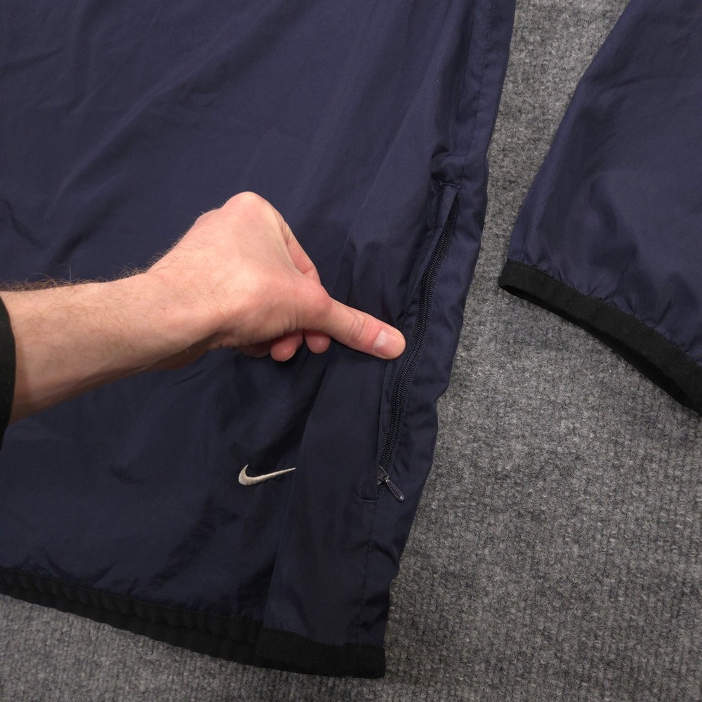 Vintage Nike Windbreaker Jacket Mens XL Navy Spell Out Zipper Placket Pockets - Picture 4 of 14